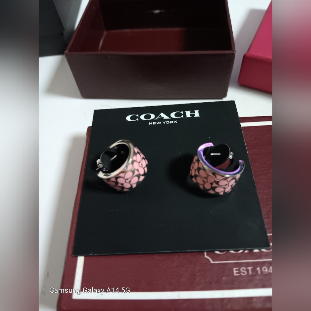 Coach signature earrings New with box and dust cover